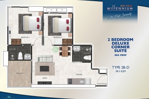 2 Bedrooms Condo In Arcadia Millennium Tower Nong Prue